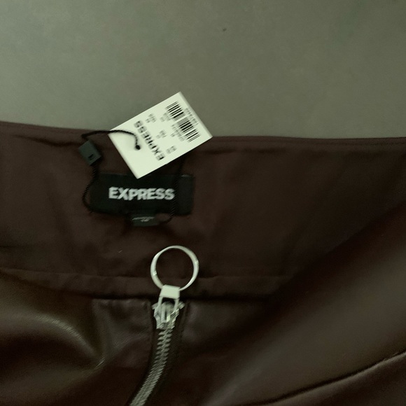 Chocolate Vegan Leather Mini Skirt - Picture 2 of 3